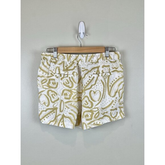 C&C California Womens 100% Linen Shorts Sz‎ M Abstract Print Pull On Vacation - Picture 2 of 8